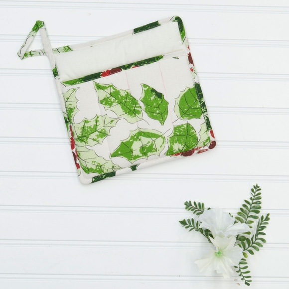 April CORNELL Potholder w/Towel Pouch Jolly Holly - Picture 3 of 3